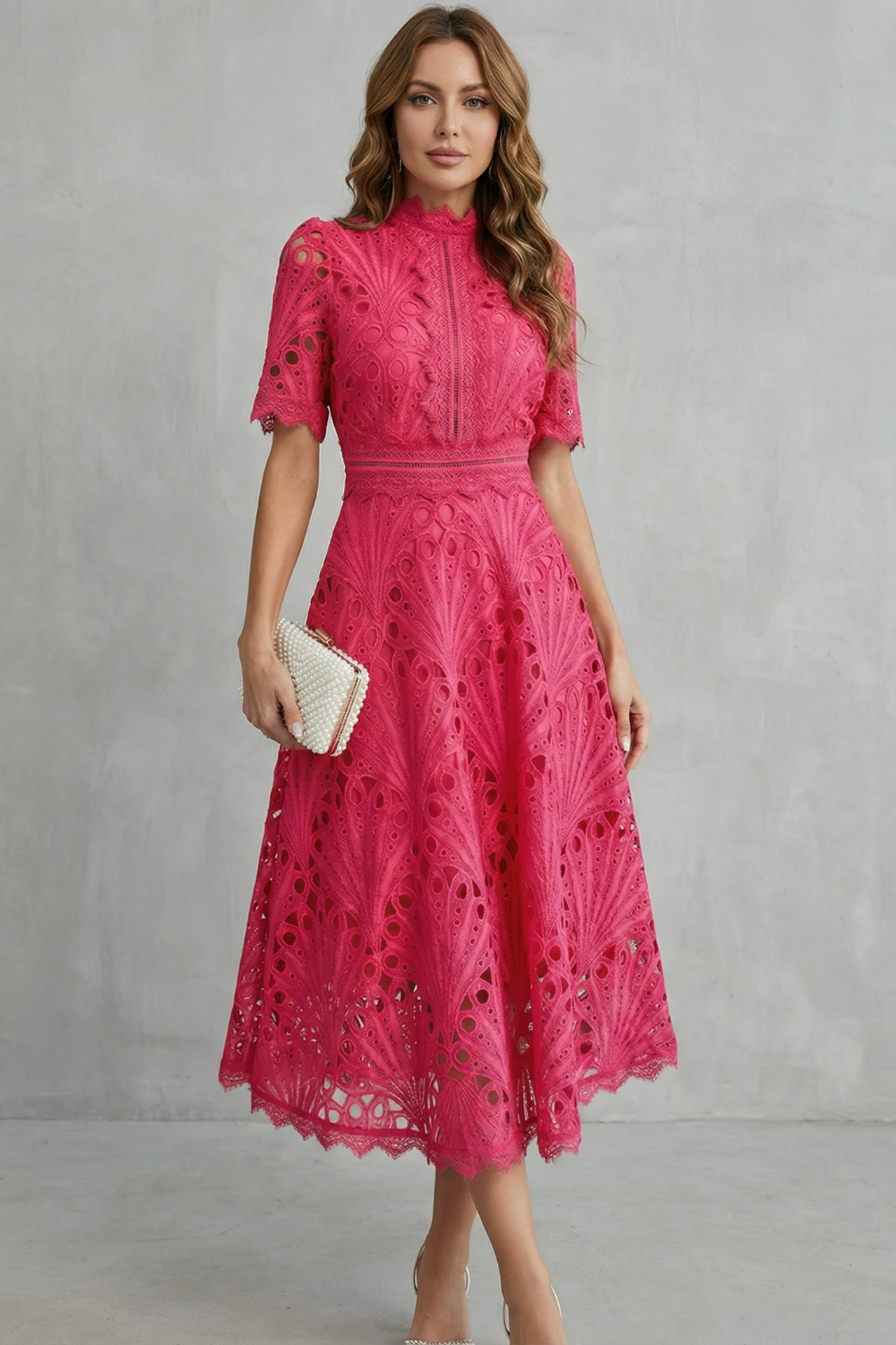 Elegant Midi Lace Dress - Sophisticated Elegant Dress