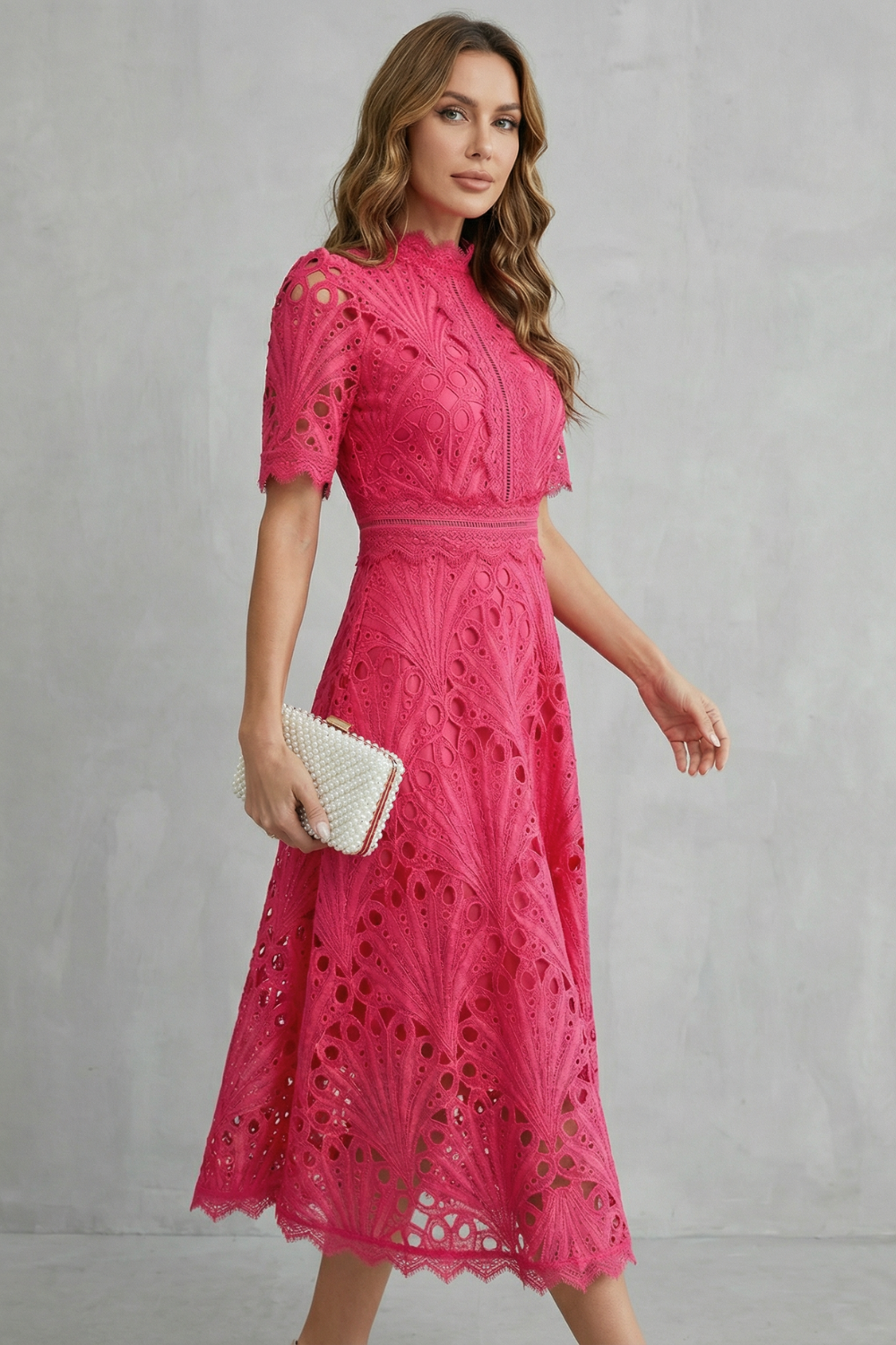Elegant Midi Lace Dress - Sophisticated Elegant Dress