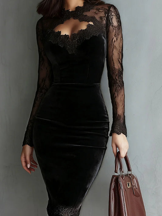 Sexy Lace Dress with V-Neck - Comfortable Dress