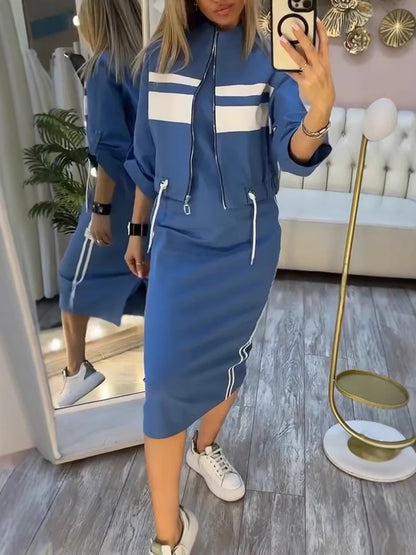 Women’s High Neck Jacket and Dress Set