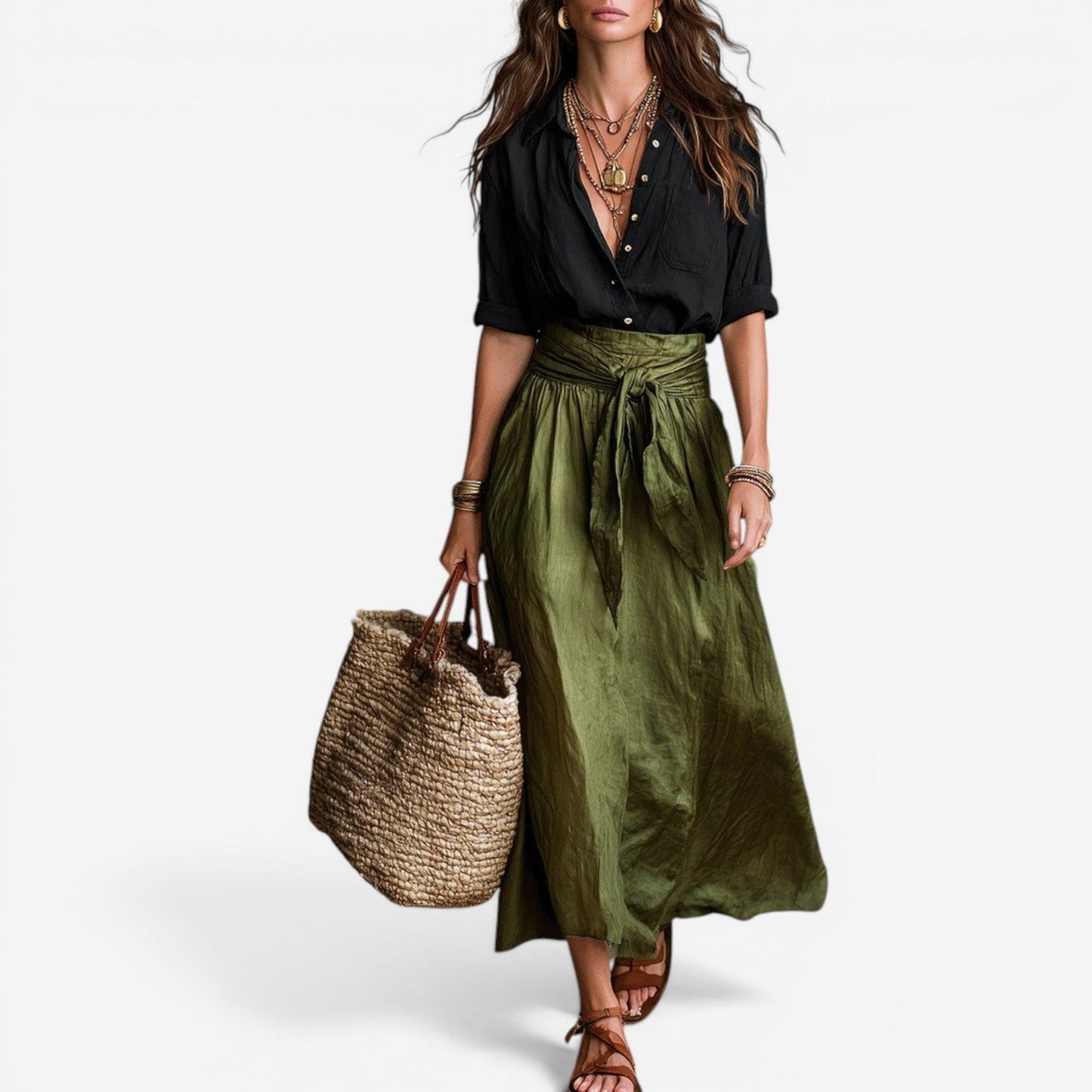 Aurea - Elegant Flowing Midi Skirt