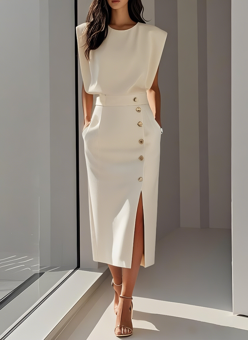 Sophie - Elegant Fitted Midi Dress
