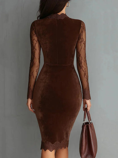 Sexy Lace Dress with V-Neck - Comfortable Dress