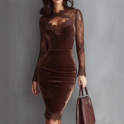 Sexy Lace Dress with V-Neck - Comfortable Dress