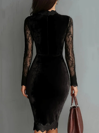 Sexy Lace Dress with V-Neck - Comfortable Dress