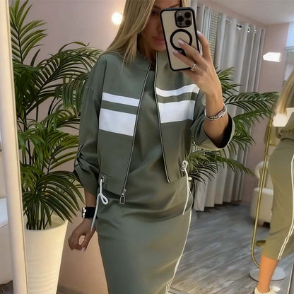 Women’s High Neck Jacket and Dress Set