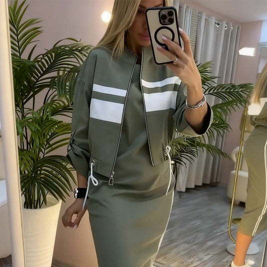 Women’s High Neck Jacket and Dress Set