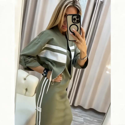 Women’s High Neck Jacket and Dress Set