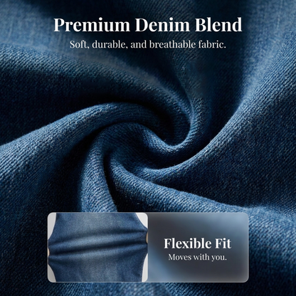 Women's Denim Dress with Off-Shoulder Design – V-Neck